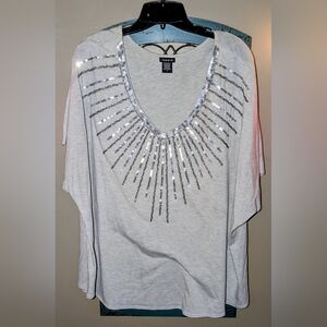 torrid Light Gray Crewneck Top with Black Brand Tag